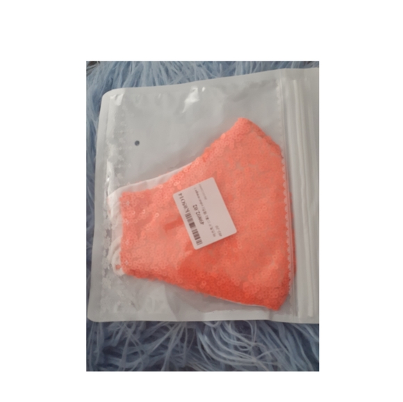 💥New Bright Orange Glitter Sequin Mask - Picture 4 of 5